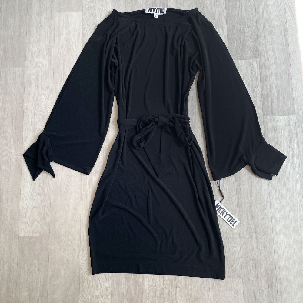 Vicky Tiel Long Sleeve Dress Black Size XS NEW NWT
